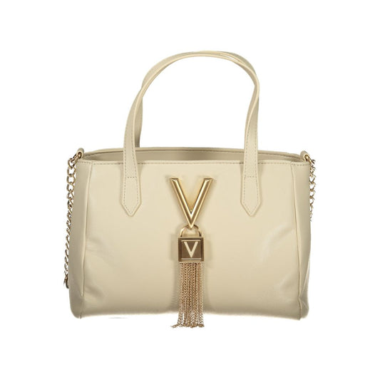 Beige Polyurethane Women Handbag