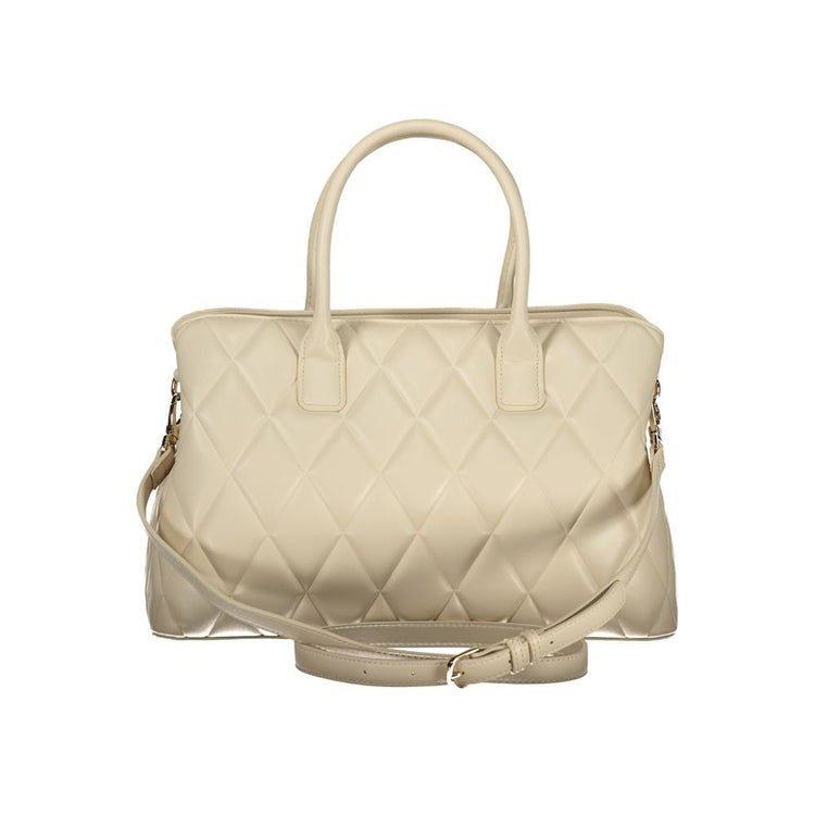Beige Polyurethane Women Handbag