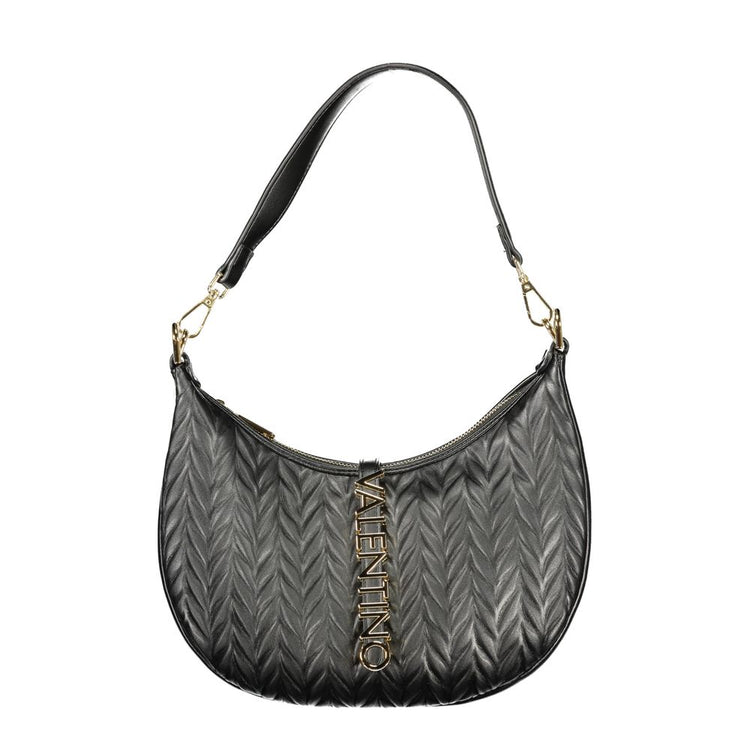 Black Polyurethane Women Shoulder Bag