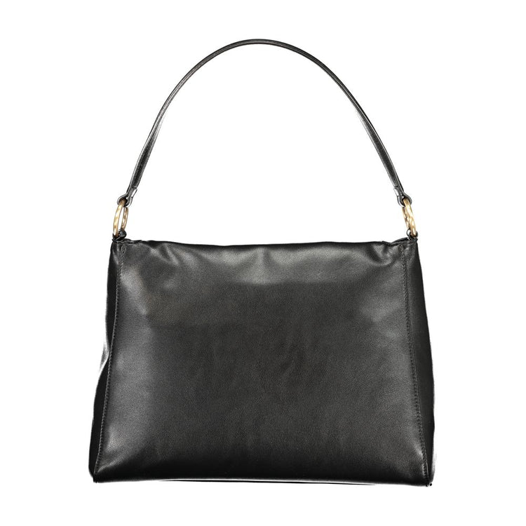 Black Polyurethane Women Shoulder Bag