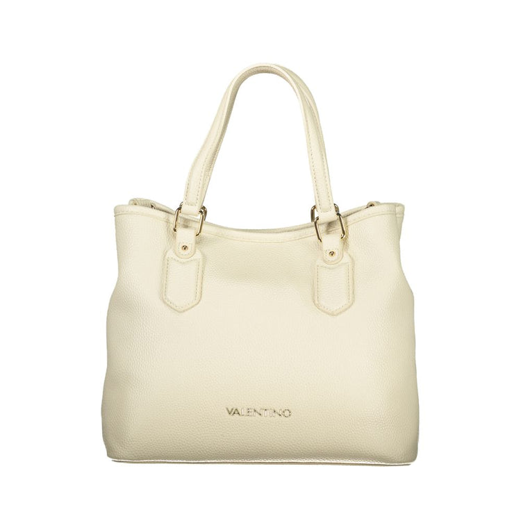 Beige Polyurethane Women Handbag
