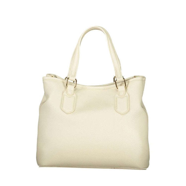 Beige Polyurethane Women Handbag
