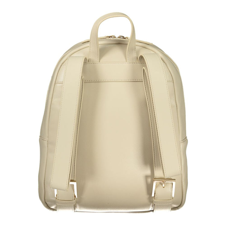 Beige Polyurethane Women Backpack