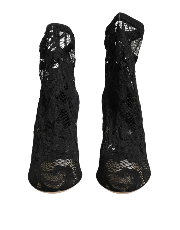 Black Stretch Socks Taormina Lace Boot Shoes