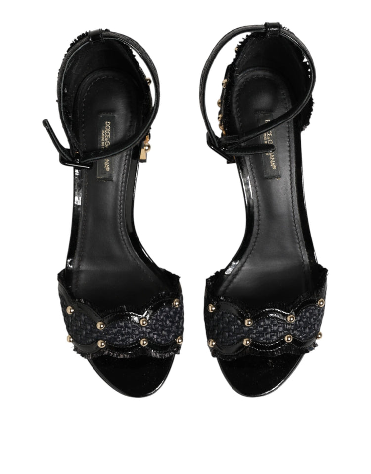 Black Studded Ankle Strap Sandals Shoes