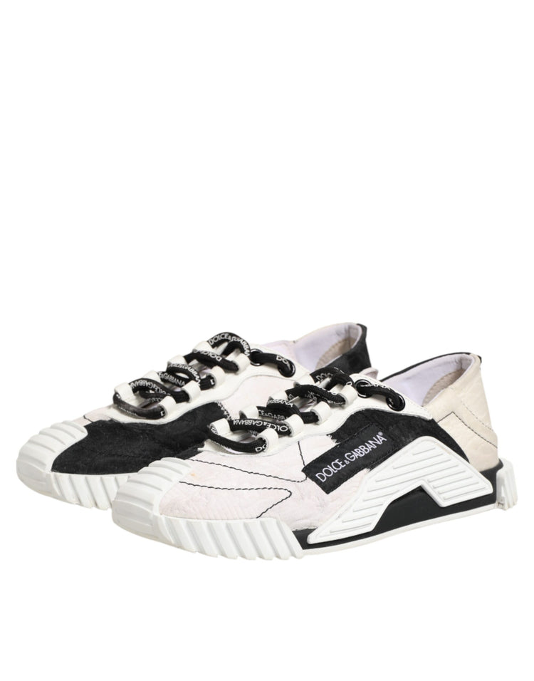 White Black Leather NS1 Sneakers Shoes