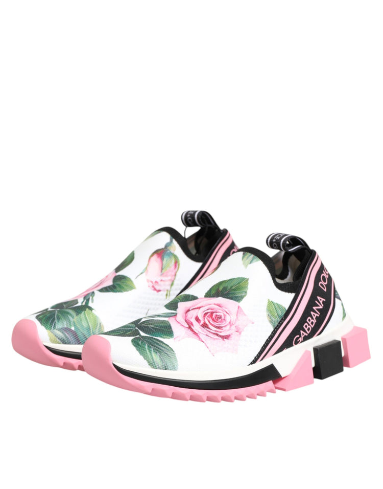 White Rose Print Sorrento Sneakers Shoes