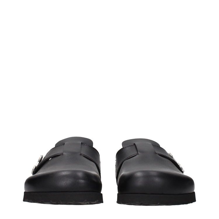 Black Leather Slippers