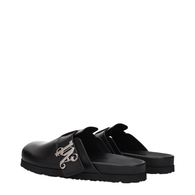 Black Leather Slippers
