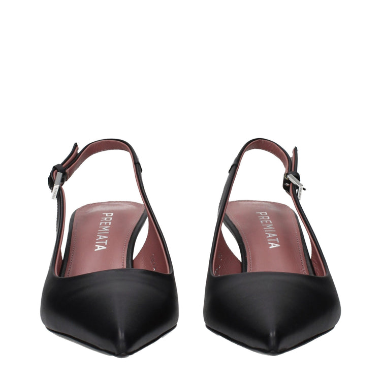 Black Leather Platform Pumps