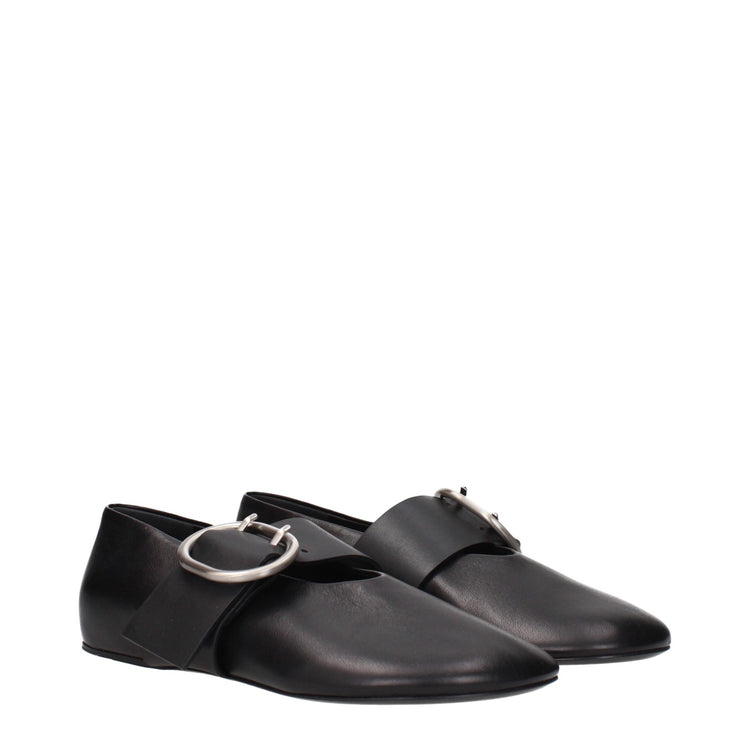 Black Leather Ballet Flats