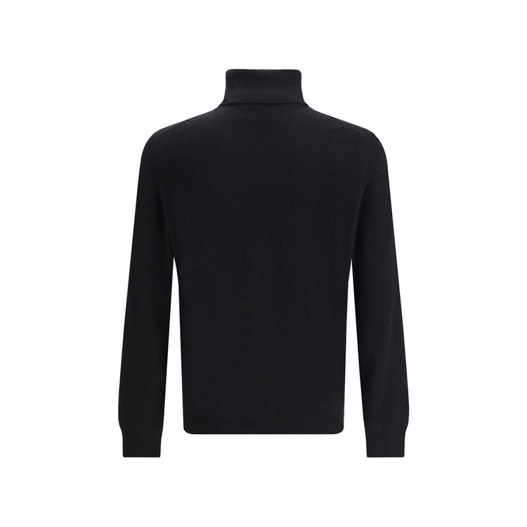Black Merino Wool Turtleneck