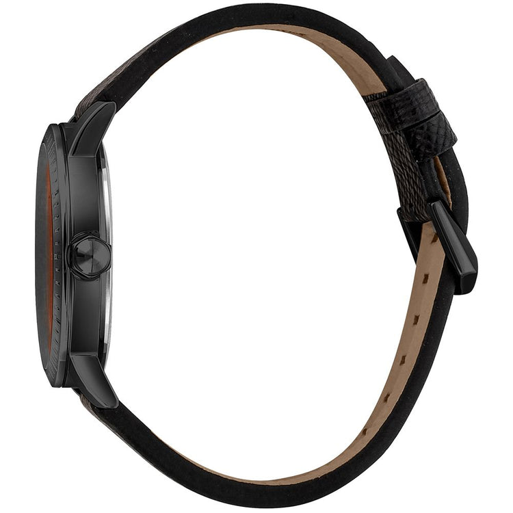 Black Leather Dress Watch