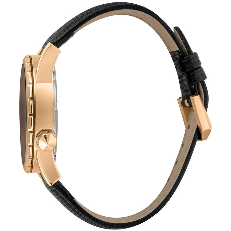 Black Leather Dress Watch