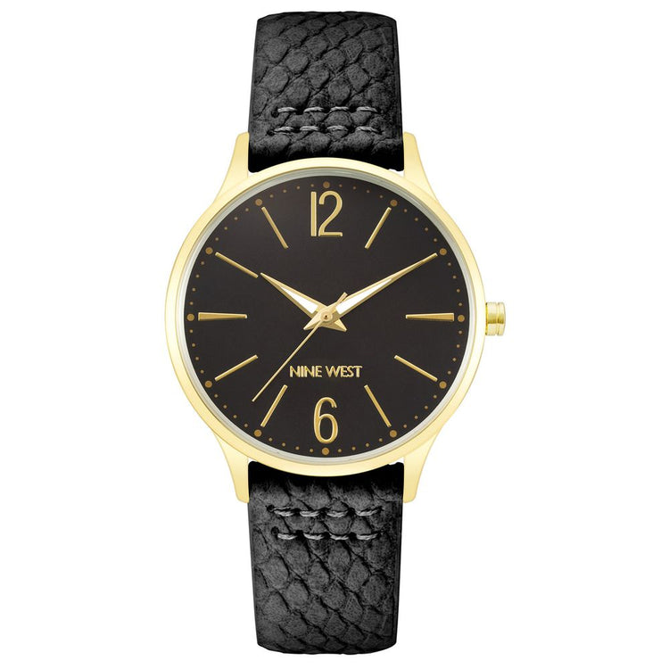 Black Leather Dress Watch