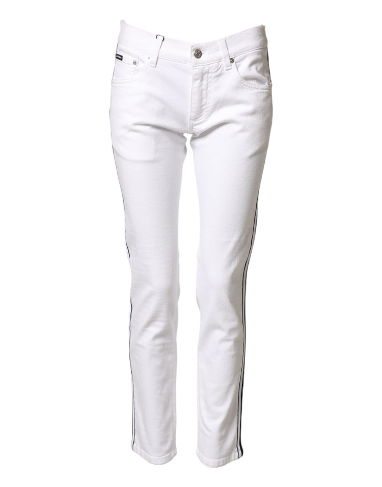 White Cotton Stretch Skinny Men Denim Jeans