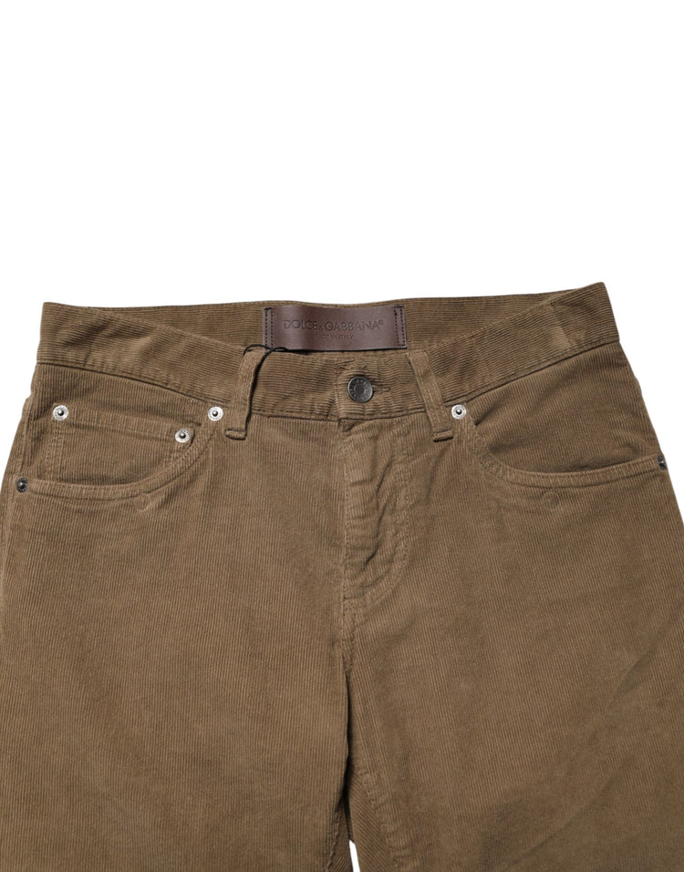 Brown Cotton Stretch Skinny Men Denim Jeans