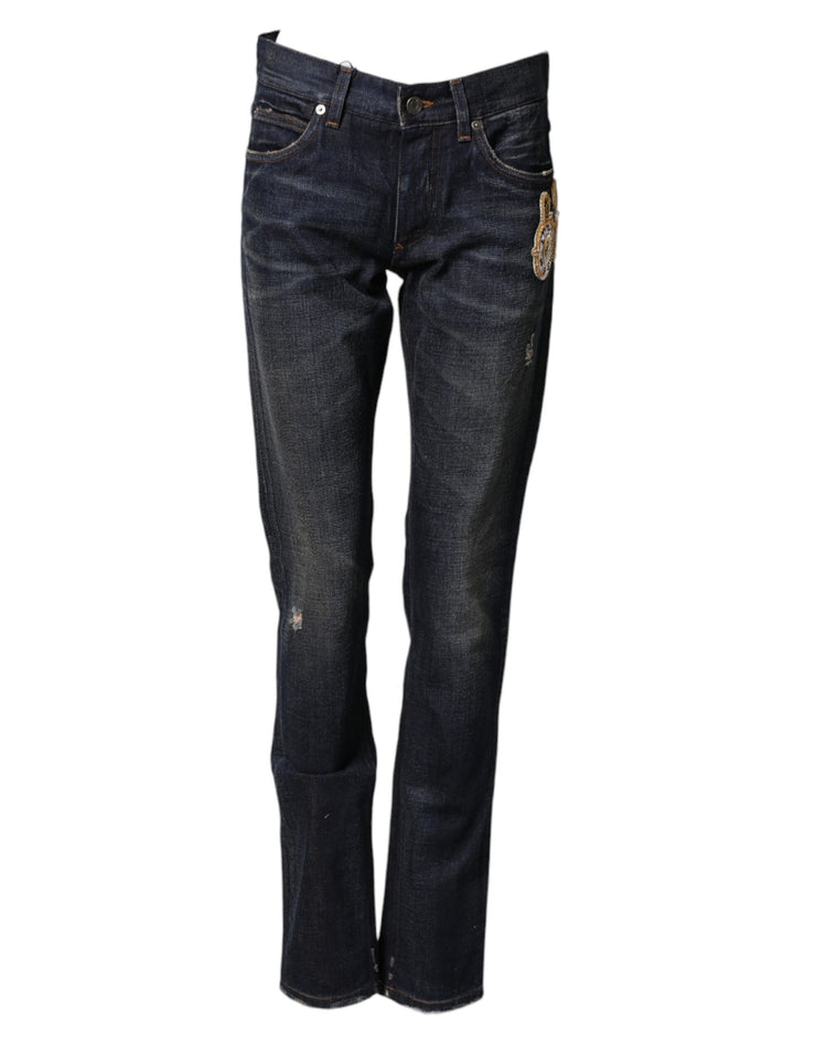 Dark Blue Watch GOLD Men Skinny Denim Jeans