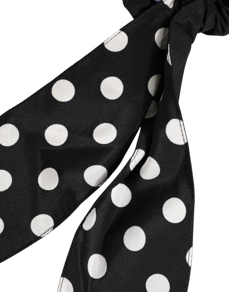 Black Cotton Polka Dot Scarf Tie Accessory Hair Scrunchie