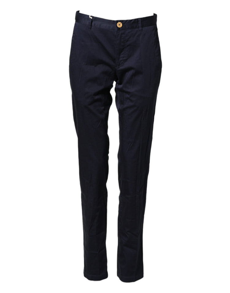 Dark Blue Cotton Skinny Men Trouser Pants