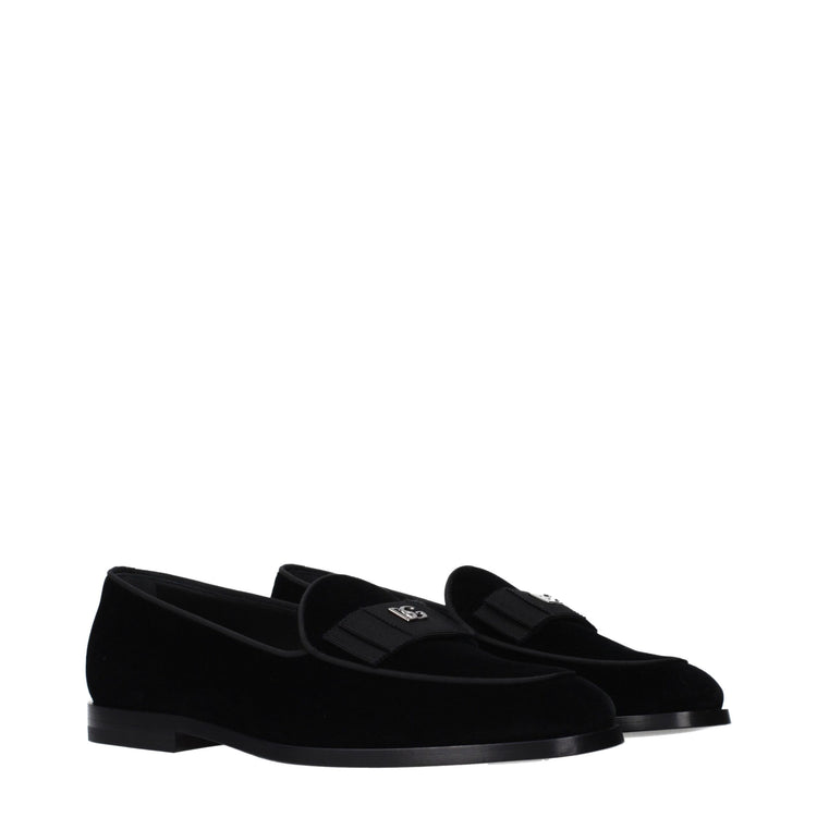 Black Velvet Slip-On Loafers