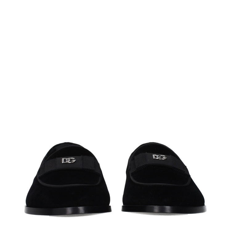 Black Velvet Slip-On Loafers