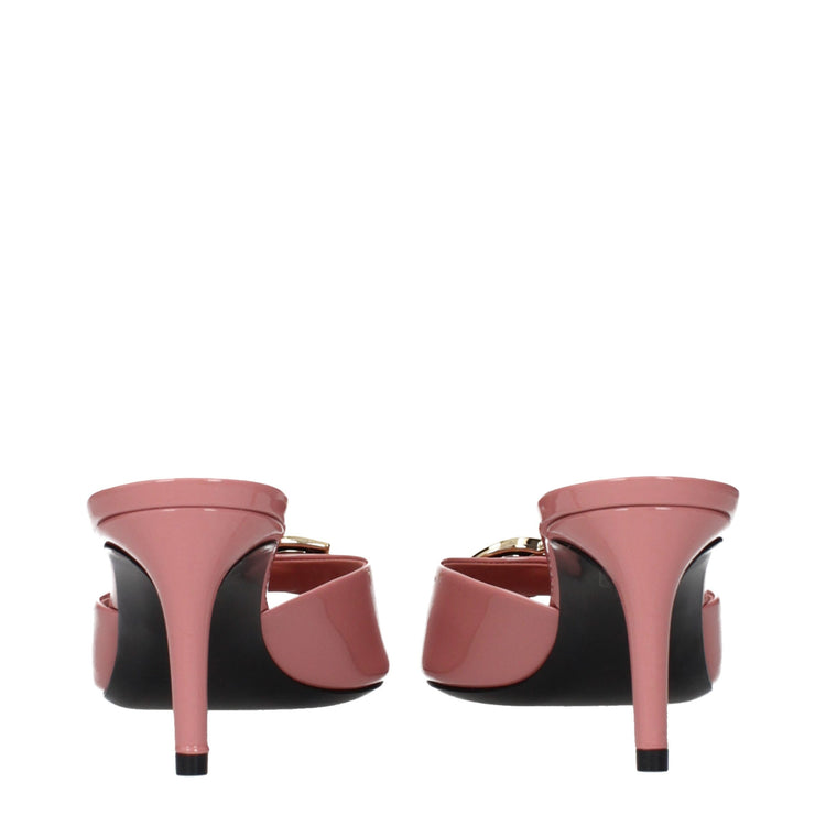 Pink Leather Stiletto Heel Sandals