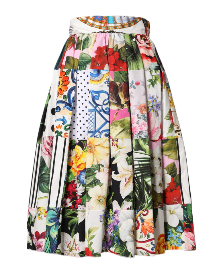 Multicolor Patchwork High Waist Midi Skirt