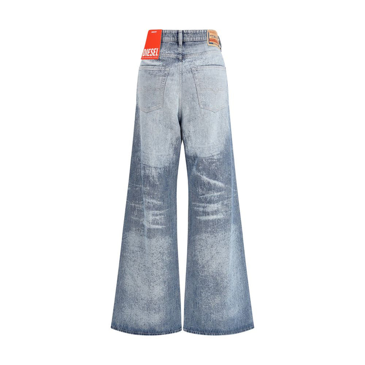 Blue Cotton Flared Jeans