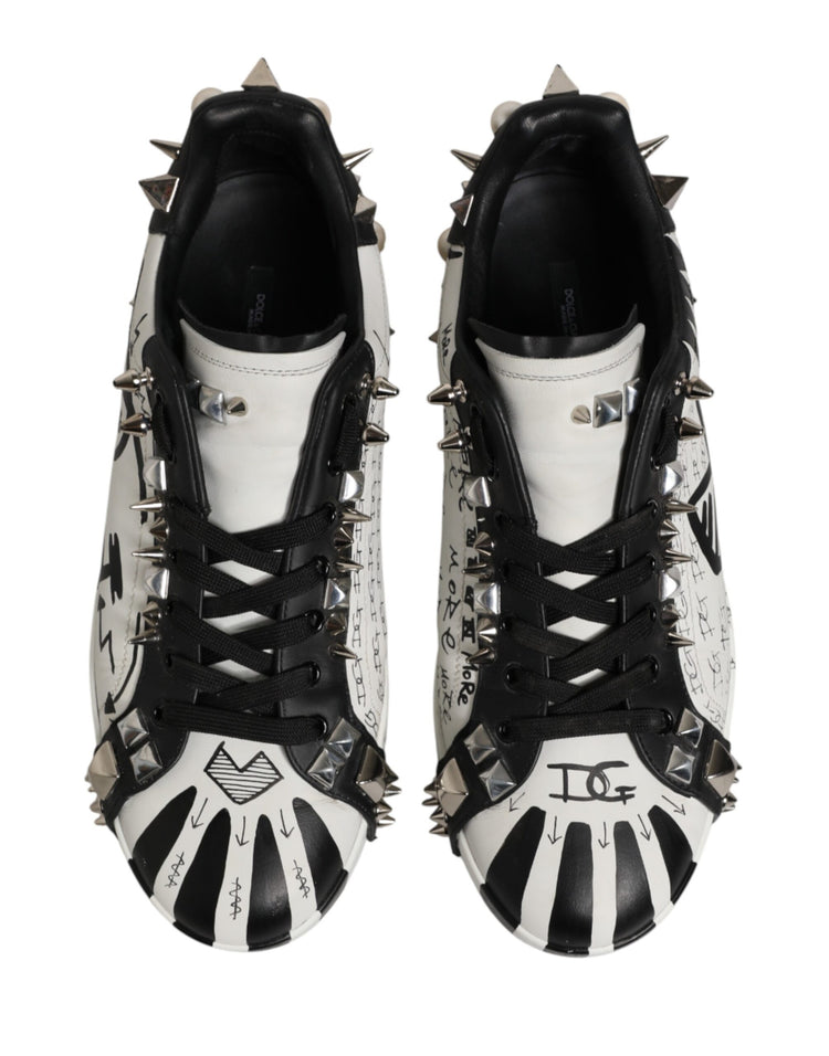 Black White Studded Low Top Sneakers Shoes