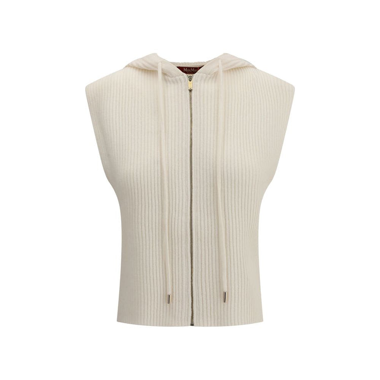 White Wool Sleeveles Sweater