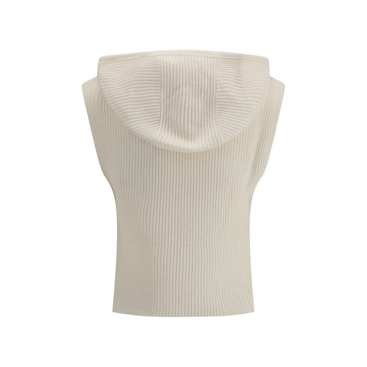 White Wool Sleeveles Sweater