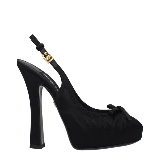 Black Satin High Heel Pumps