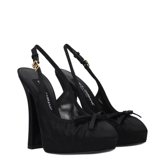 Black Satin High Heel Pumps