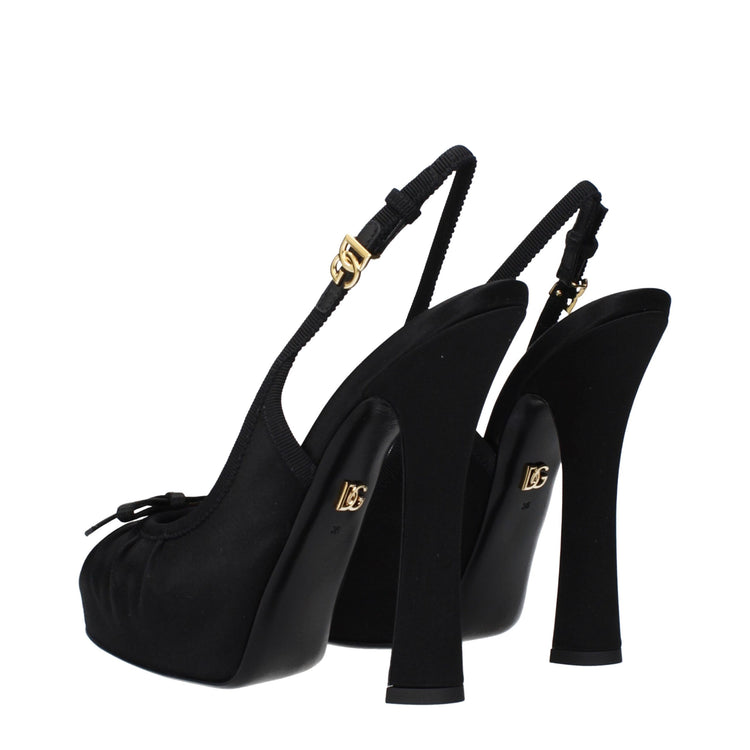 Black Satin High Heel Pumps