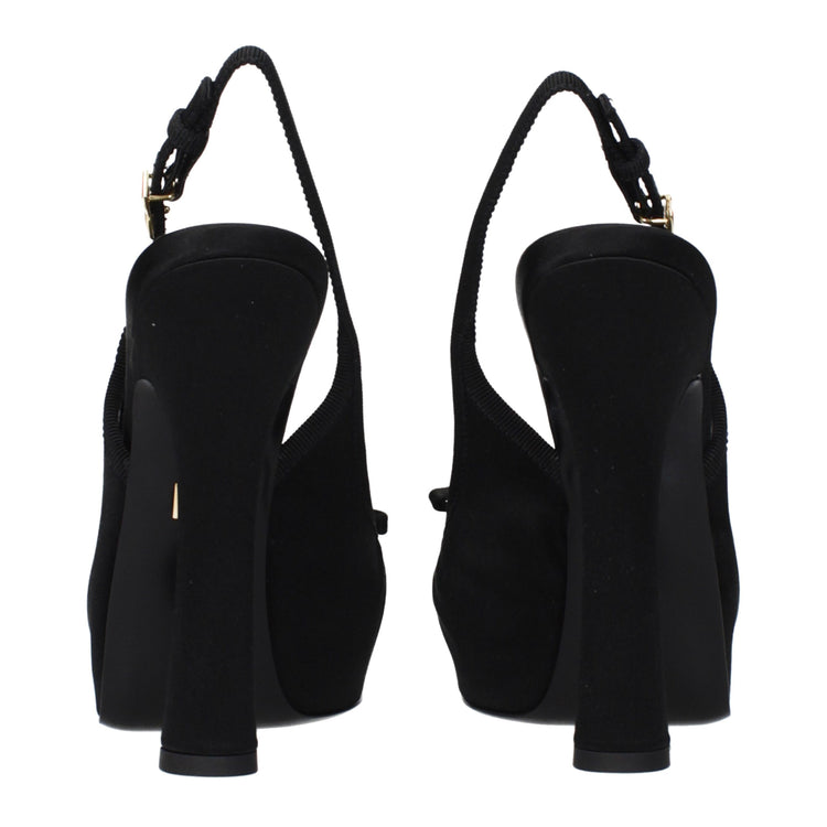 Black Satin High Heel Pumps