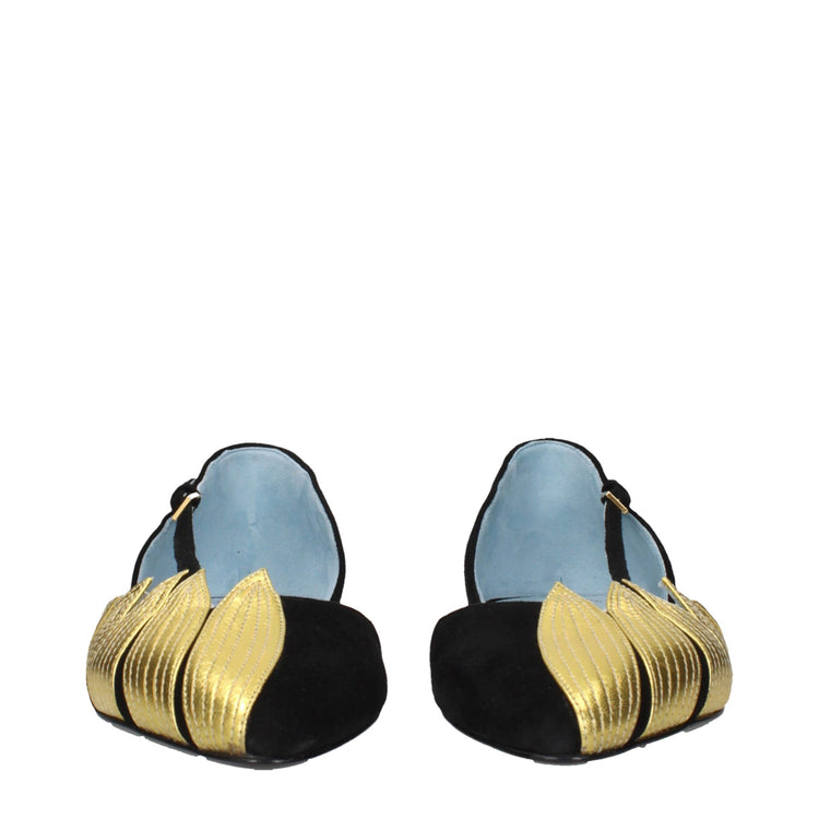 Black Leather Flat Sandals