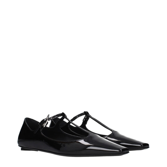 Black Leather Ballet Flats
