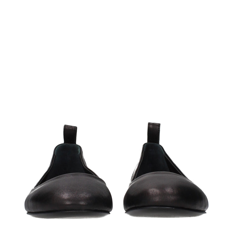 Black Leather Ballet Flats