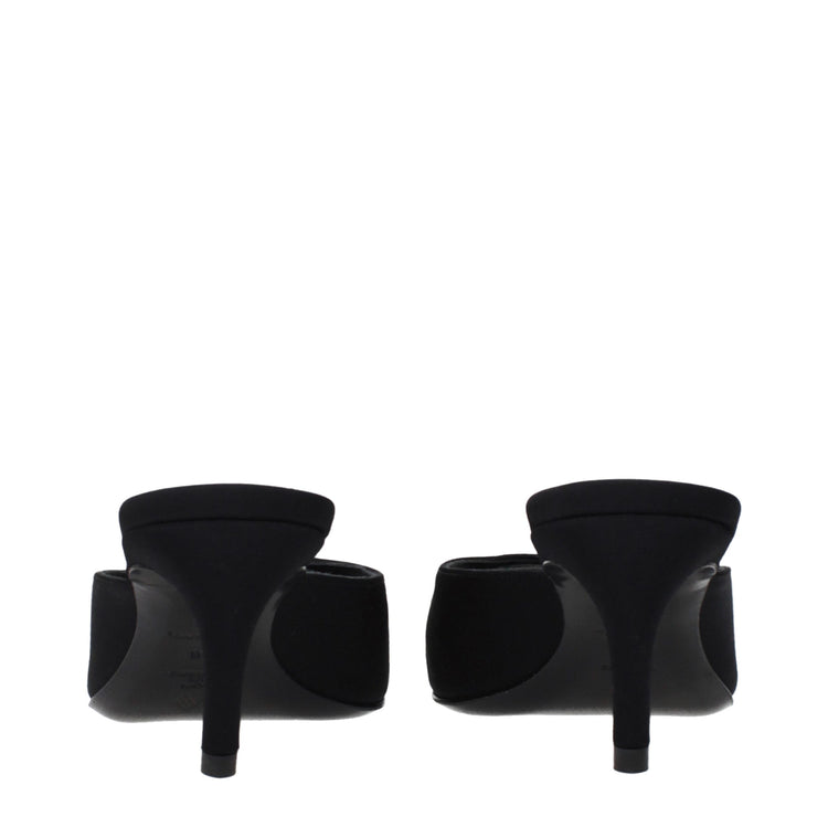 Black Fabric Flat Sandals