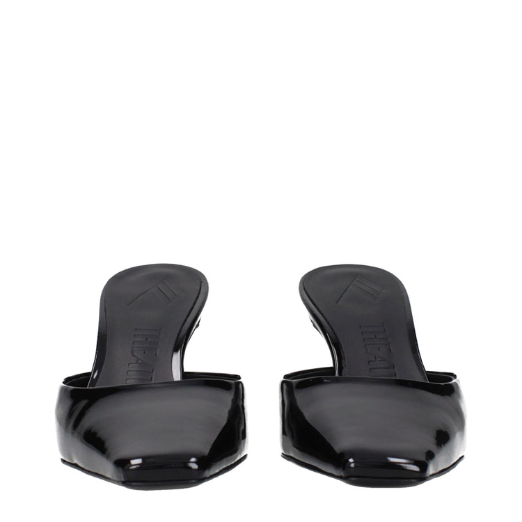 Black Leather Flat Sandals