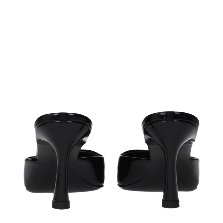 Black Leather Flat Sandals