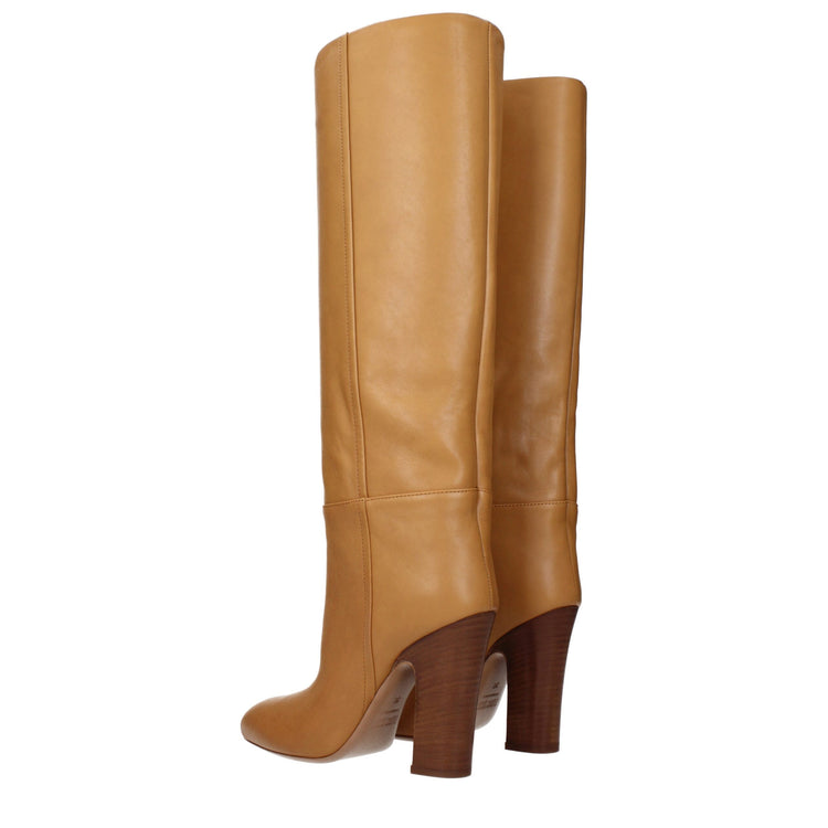 Brown Leather High Heel Boots