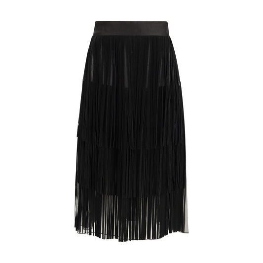 Black Silk Long Skirt