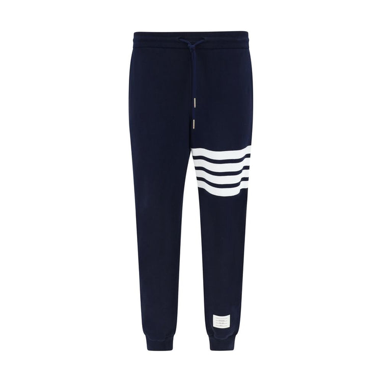 Blue Cotton Casual Pants