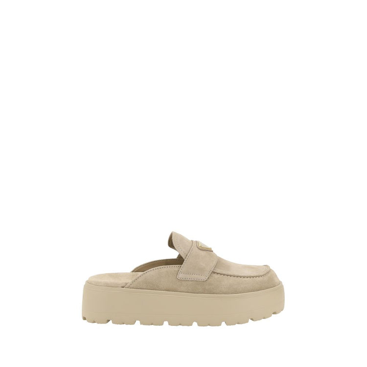 Beige Rubber Platform Loafers