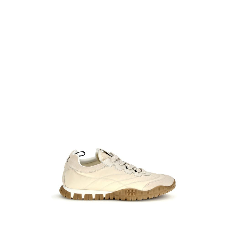 Cream Recycled Polyamide Athletic Sneakers
