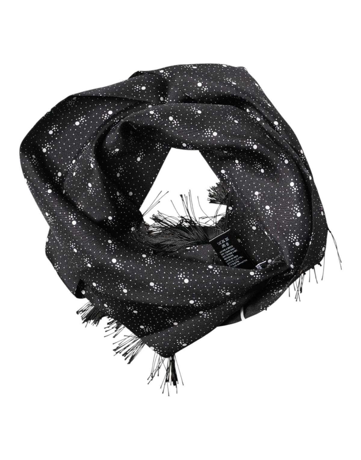 Black Silk Dotted Men Neck Wrap Shawl Scarf