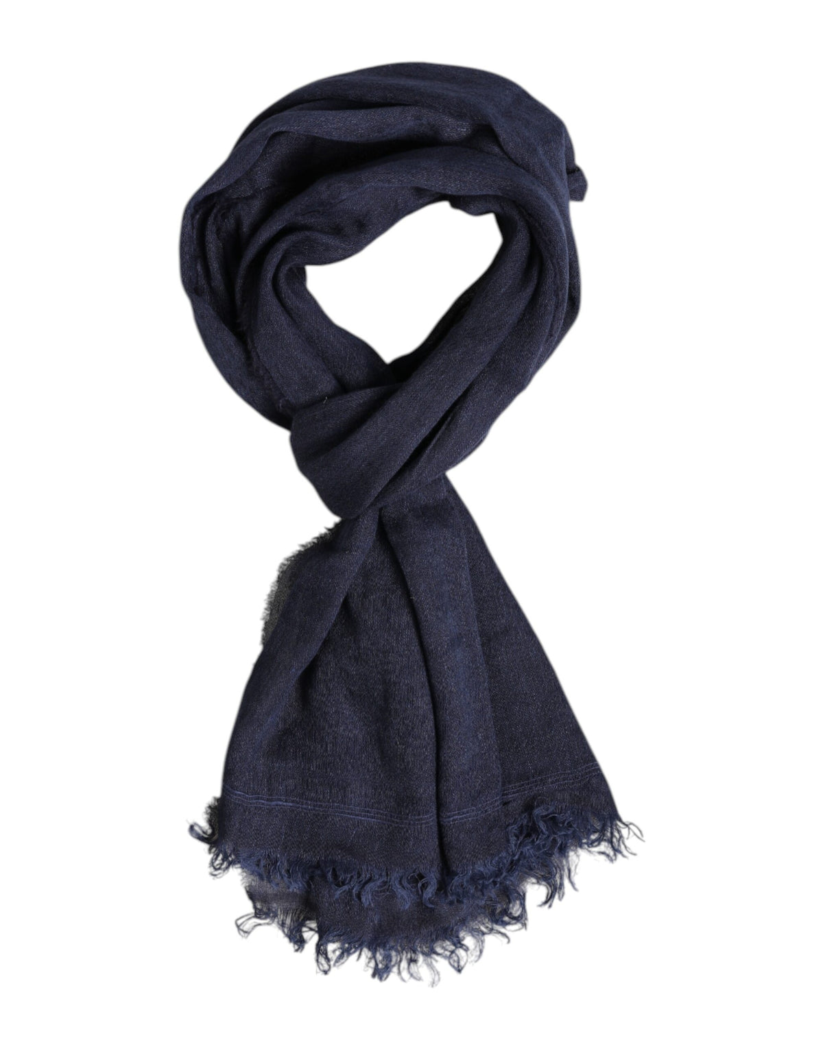 Blue Linen Neck Wrap Men Shawl Fringe Scarf