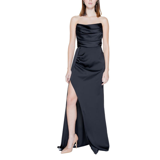 Black Polyester Long Dress